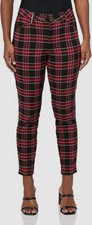 Tommy Hilfiger Women's Red Tribecca Millennium Plaid Ankle Pants Size 2