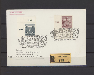 s50744 ÖSTERREICH Reg. Cover Special Cancell. SCOUT 40th Ann. Steyr 1969