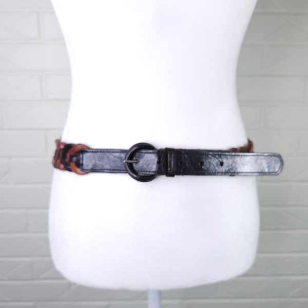 Vintage Leather Multicolor Circular Links Belt M