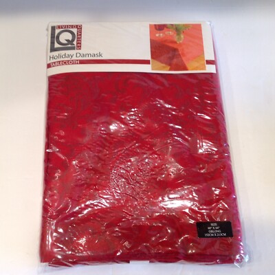 NIP Living Quarters Holiday Damask Tablecloth 60''x 84'' OBLONG