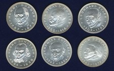 SWITZERLAND .900 SILVER MEDALS, UNCIRCULATED, LOT OF (6), ASW=2.61 OZ 105.36 per troy oz