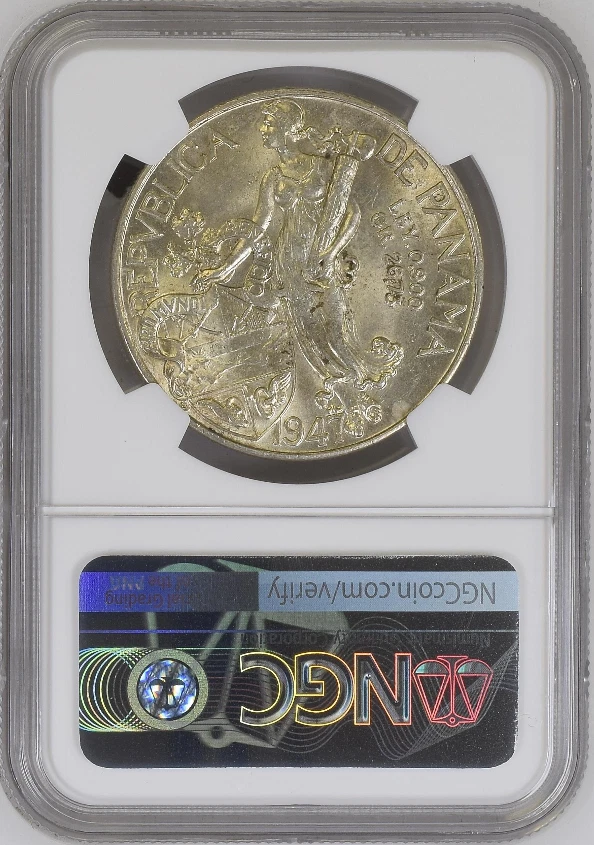 :1947 1-BALBOA PANAMA SHINING BU NGC MS 61 RARITY R3 LOW POP HIGHEST GRADES - Image 2 of 2