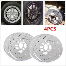 Silver Tone Aluminum Cross Drilled Car Disc Brake Rotor Cover 14"/ larger wheel