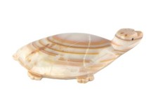 Hand Carved Banded Onyx Stone Turtle Figurine 7 x 4"