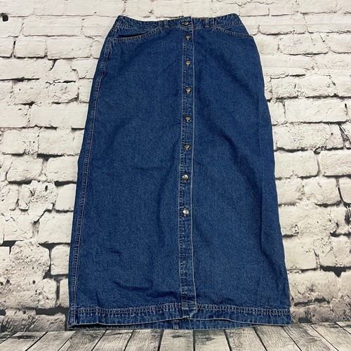 Denim Skirt Blue Jean Button 