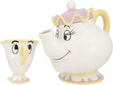 Disney "Beauty and the Beast" Tip Tea Set with Mrs. Pot Tea Pot Tea Cup Se