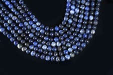 Natural Sodalite AAA Gemstone Round Smooth Beads String Ready For Jewelry 15.5"
