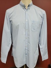 BURBERRY Brit Men  s LightBlu-White Checked Btn Front Cotton LS Shirt L Hong Kon