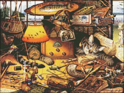 Needlework Crafts Full Embroidery Counted Cross Stitch Kits 14 ct Crazy Cat
