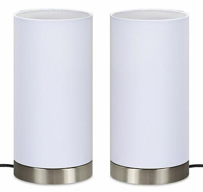 2er Set Tischlampe Leuchte Lampe für Nachttisch weiß Trango ''White'' 2018-29W