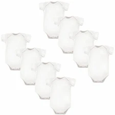 Luvable Friends Bodysuits, 8-Pack, 8-Pack White Shortsleeve