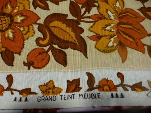 tissus coton  ans 30-50=  1m,25    x0,90  rideau,coussin etc..teintes marronnées - Photo 3/3