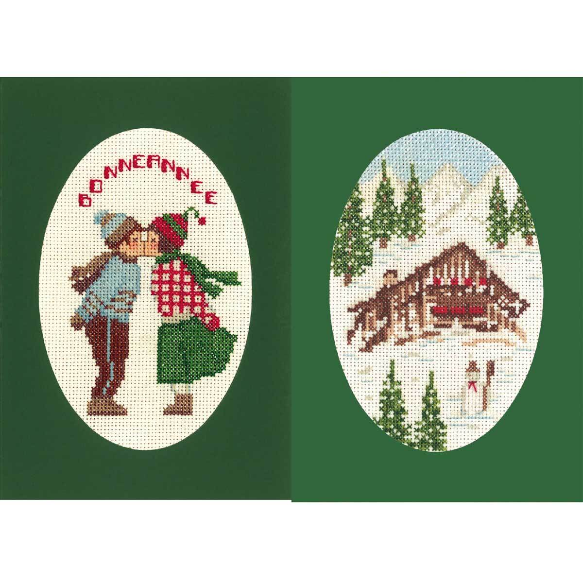Le Bonheur des Dames Greeting cards set of 2 counted cross stitch kit ""Happy New