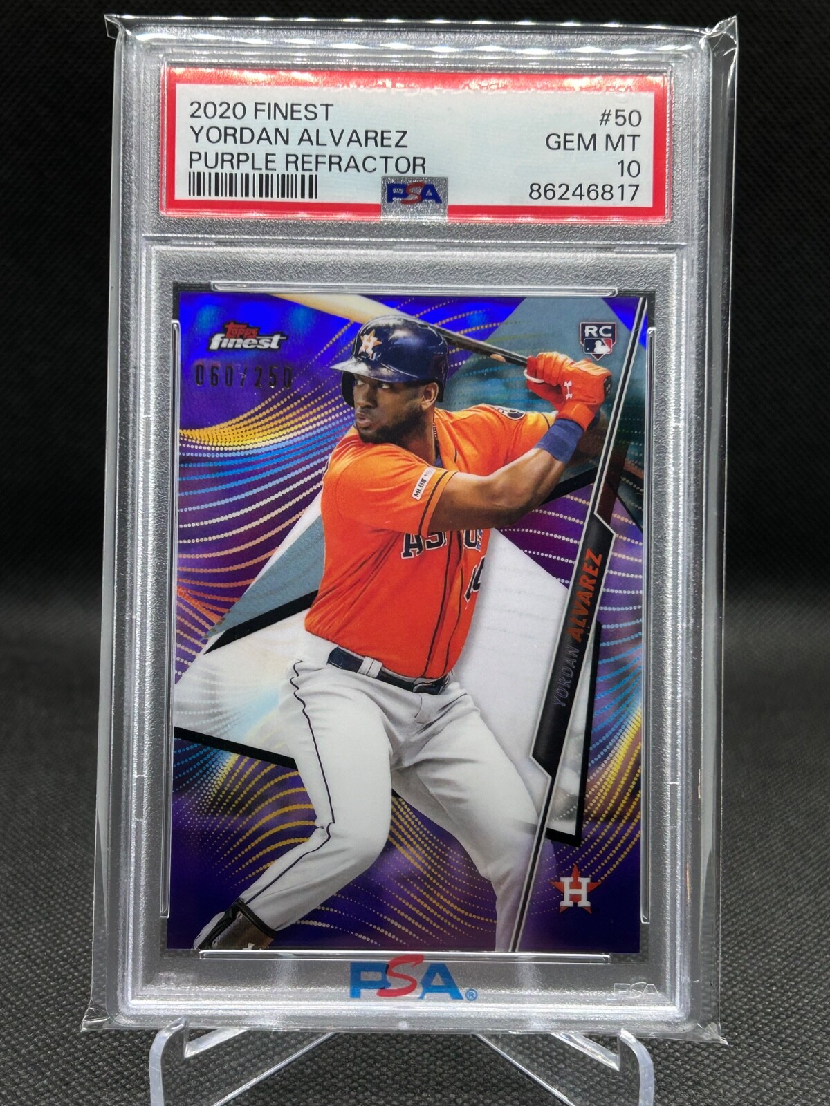 Yordan Alvarez 2020 Topps Finest PURPLE RC 060/250 PSA 10 Gem Mint Card #50