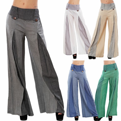 Pantaloni donna cotone etnici palazzo estivi freschi boho TOOCOOL TR02-19 |  eBay