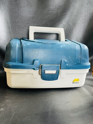 Vintage PLANO Fishing Tackle Box Blue Gray Tackle Storage