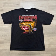VTG Lee Sports T Shirt Mens XL Black 2002 World Series Champions Anaheim Angels