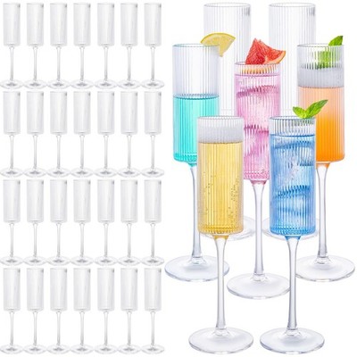 eventpartener 24 Pack Acrylic Champagne Flutes, Unbreakable 5Oz Stem Champagne G