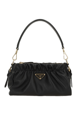 PRADA Gathered Black Nappa Leather Shoulder Bag New & Authentic | eBay