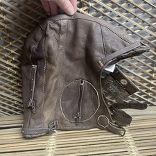 Reproduction of Brown Leather WWII Style Pilots Helmet Aviator Head Cover M/L