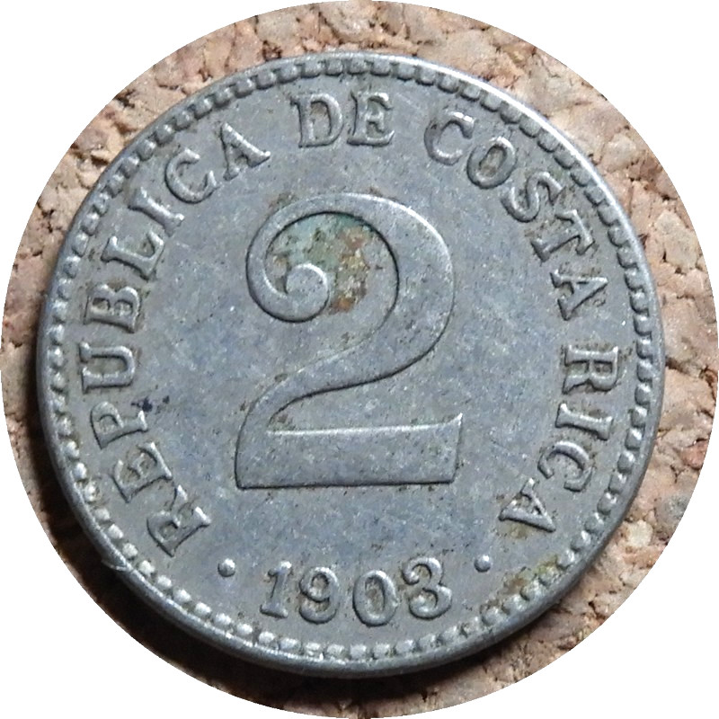elf Costa Rica 2 Centimos 1903 Philadelphia Mint