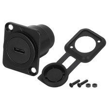 1Pcs Type C Panel Mount Coupler, D-Type USB C Pass Through 10Gbps Black