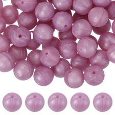 60 Pcs Silicone Beads, 15mm Bulk Beads for Keychain Making, Dark Pink