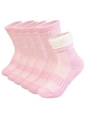 Kids Merino Wool Hiking Socks 3 Pairs,Thermal Crew Socks 6-8 Years Pink 3 Pairs