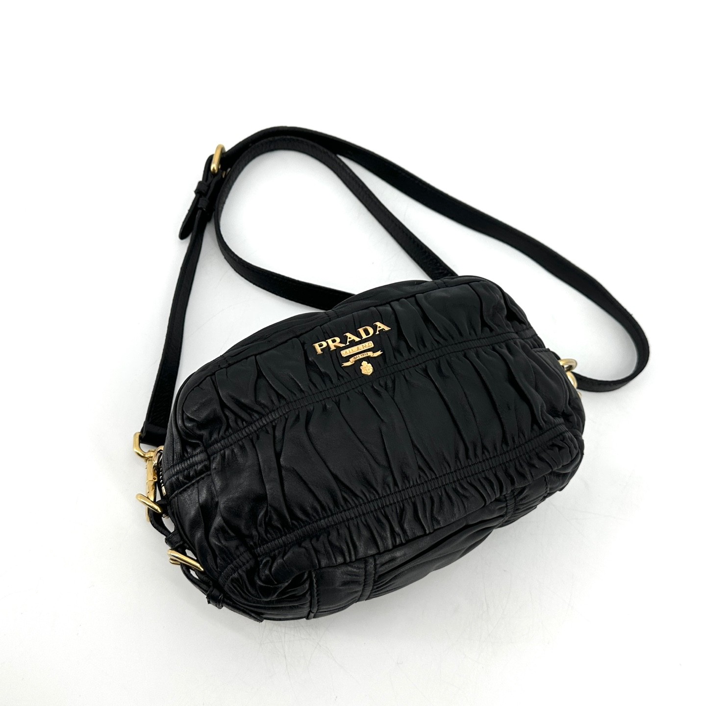 Prada Nappa Gaufre Gold-Tone Leather Crossbody Bag 110318-344-image