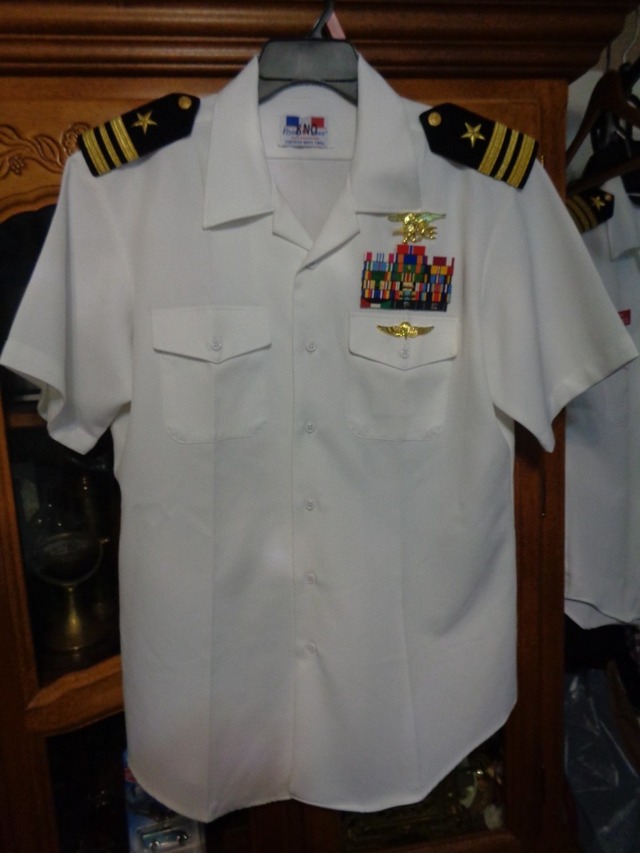 USN US Navy Seal Special Warfare Officer Summer White Shirt with