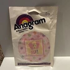 VINTAGE ANAGRAM BALLOON-It’s a girl-Pink Footprints 2001 Metallic 18" RARE