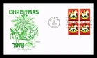 US COVER CHRISTMAS HOBBY HORSE TOY FIRST DAY ISSUE BLOCK OF 4 ARTMASTER