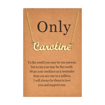 Personalized Name Necklace 18K Gold Plated Made With Caroline Nameplate Necklace