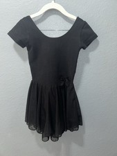 Girls Black Ballet Leotard Dress w/ Skirt  Bow  Madimel Size 130