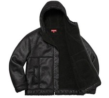 Supreme Faux Shearling Hooded Leather Moto Ja...
