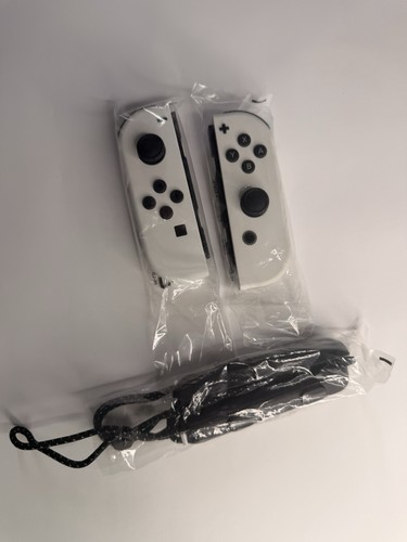 Nintendo Switch OLED White Joy-Con Controllers L/R Pair with Wrist Straps