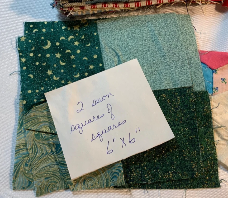 Lote de tela vintage 170+ piezas de edredón cosidas \ algodón sin coser Foto 3 de 4