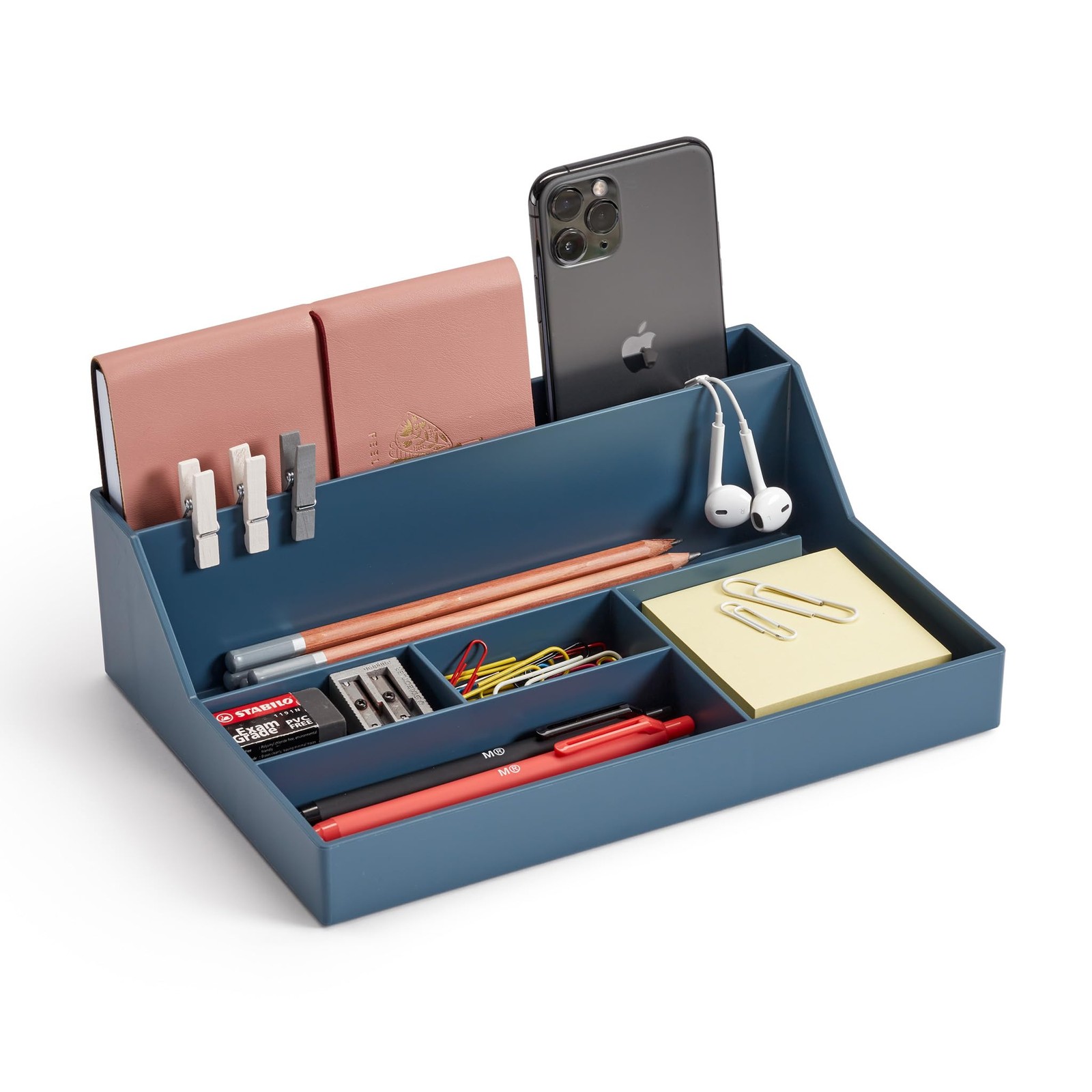 Organisateur de bureau anti-désordre 6 cases pour trier rapidement vos stylos et papiers