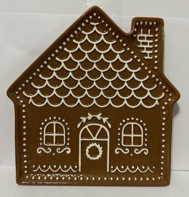 Sleigh Bell Bistro Gingerbread House Ceramic  Plate Christmas Decor 8.5  NEW