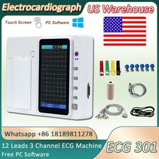 3 Channel 12 Lead 7 Inch Touch Screen ECG EKG Machine With PC software