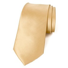 Men's Solid Color Satin Microfiber Tie, Regular Width 3.25 inch Antique Gold