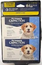 PetArmor Capaction Oral Flea for Dogs (2-25 lbs) 6x2= 12 tablets New In Box