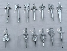 Scottish Thistle Kilt Pins Various Design Chrome Finish Celtic Pin