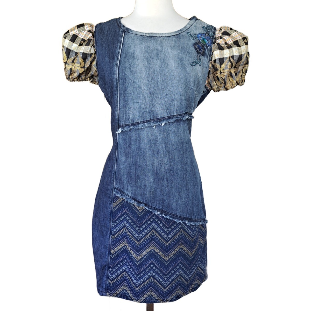 Desigual Upcycled Elda Denim Patchwork Dress Size… - image 5