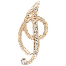 Letter Brooch Pins, A-Z 26 Metal Initial Rhinestone Brooches Letter I, Gold
