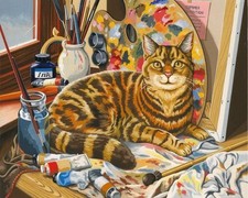 Malen nach Zahlen Erwachsene Katze Attelier 40x50 cm Paint by Numbers DIY &Ouml;l Acr