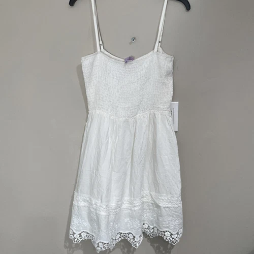 OFF WHITE Abito boho Alya Francesca's Off White top increspato manica a spaghetti fata taglia sm