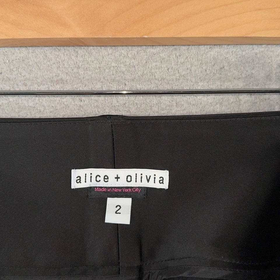 Calça Alice + Olivia Feminina 2 Cetim Preto Calças Finas Vestido Festa Evento LEIA - Imagem 3 de 4