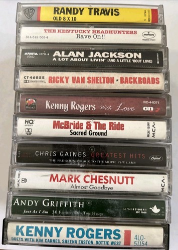 Random Country Cassette Tape Lot Of 10 Alan Jackson Randy Travis Kenny Rogers