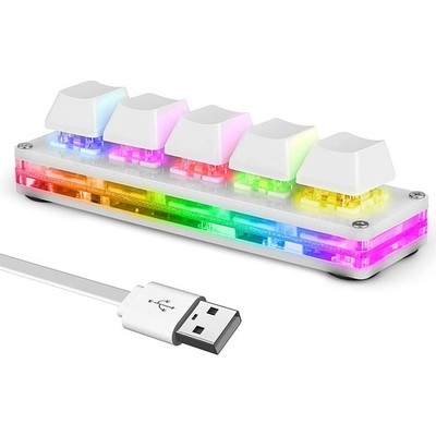 Mini Macro Mechanical Gaming Keypad - 5 Keys Hotswap USB, RGB LED for OSU & Rhyt